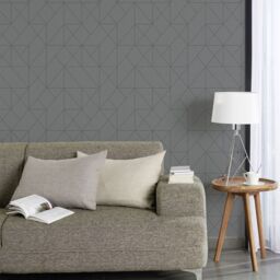 GoodHome Patula Dark Grey Geometric Ridged Effect Contemporary Textured Wallpaper - thumbnail 5