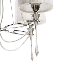 Luminosa Lighting Luminosa Lucca Pendant 4 Light E27, Polished Chrome With White Shades & Clear Crystal - thumbnail 7
