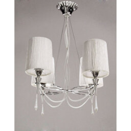 Luminosa Lighting Luminosa Lucca Pendant 4 Light E27, Polished Chrome With White Shades & Clear Crystal - thumbnail 2