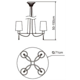 Luminosa Lighting Luminosa Lucca Pendant 4 Light E27, Polished Chrome With White Shades & Clear Crystal - thumbnail 8
