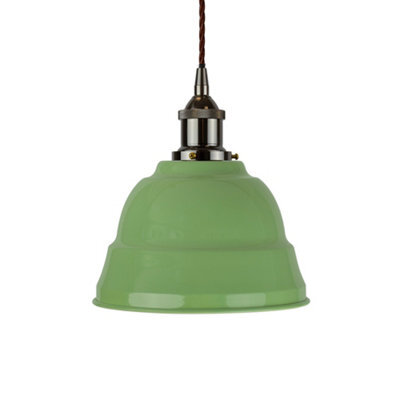 Mint Green Lincoln Painted Dome Pendant Light With Black Nickel Lamp Holder And Brown Twisted Cable - Se Home - image 1