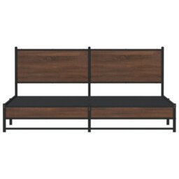 Berkfield Metal Bed Frame Without Mattress Brown Oak 160X200 Cm - thumbnail 5