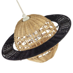 Happy Homewares Saturn Planet Childrens Pendant Light Shade In Brown And Black Rattan - thumbnail 5