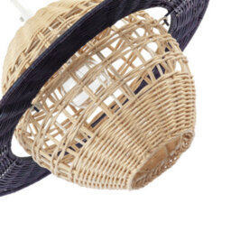Happy Homewares Saturn Planet Childrens Pendant Light Shade In Brown And Black Rattan - thumbnail 4