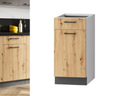 Impact Furniture Kitchen Base Cabinet 400mm Unit 40Cm Door Drawer Cupboard Grey Oak Effect Clara - thumbnail 1