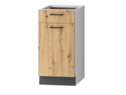 Impact Furniture Kitchen Base Cabinet 400mm Unit 40Cm Door Drawer Cupboard Grey Oak Effect Clara - thumbnail 2