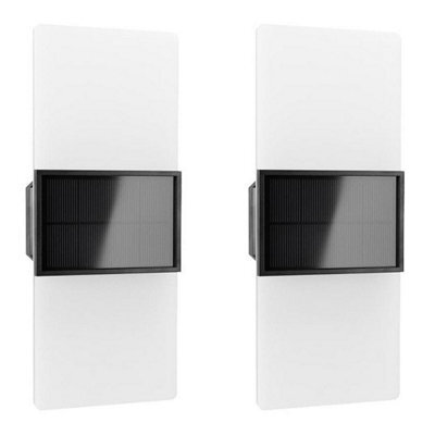 Geezy Set Of 2 Dual White Solar Powered Led Lights Outdoor Garden Fence Wall Lights - image 1