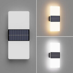 Geezy Set Of 2 Dual White Solar Powered Led Lights Outdoor Garden Fence Wall Lights - thumbnail 4