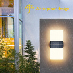 Geezy Set Of 2 Dual White Solar Powered Led Lights Outdoor Garden Fence Wall Lights - thumbnail 5