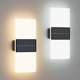 Geezy Set Of 2 Dual White Solar Powered Led Lights Outdoor Garden Fence Wall Lights - thumbnail 3