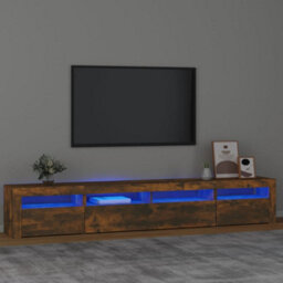 Walplus Tv Cabinet With Led Lights Smoked Oak 240X35X40 Cm - thumbnail 1