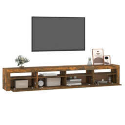 Walplus Tv Cabinet With Led Lights Smoked Oak 240X35X40 Cm - thumbnail 6