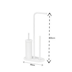 Showerdrape Aspen White 3 In 1 Toilet Roll & Brush Combo - thumbnail 2