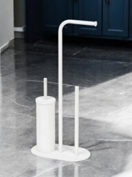 Showerdrape Aspen White 3 In 1 Toilet Roll & Brush Combo - thumbnail 1
