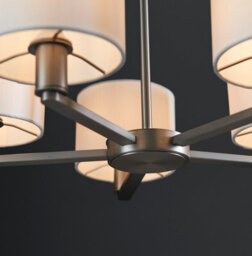 Anson Lighting Baja Matt Nickel Plate And Vintage White Faux Silk 5 Light Ceiling Pendant - thumbnail 3