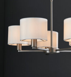 Anson Lighting Baja Matt Nickel Plate And Vintage White Faux Silk 5 Light Ceiling Pendant - thumbnail 2