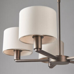 Anson Lighting Baja Matt Nickel Plate And Vintage White Faux Silk 5 Light Ceiling Pendant - thumbnail 6