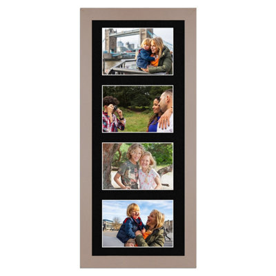 AK Frames 50X20Cm Rose Gold Modern Multi Photo Frame With Black Mount - Holds 4 Apertures (4X) 6X4 Photos - image 1