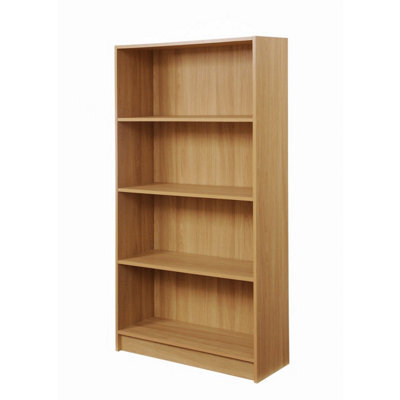 Timber Art Design 4 Tier Bookcase Tall Display Shelving Storage Unit Wood Furniture Oak - image 1