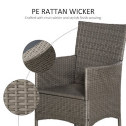 Outsunny 2 Pieces Rattan Garden Chairs, Patio Dining Chairs With Cushions, Grey - thumbnail 7