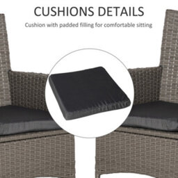 Outsunny 2 Pieces Rattan Garden Chairs, Patio Dining Chairs With Cushions, Grey - thumbnail 6