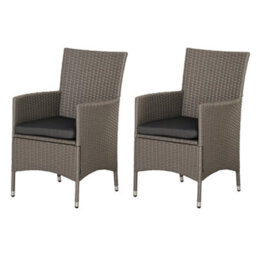 Outsunny 2 Pieces Rattan Garden Chairs, Patio Dining Chairs With Cushions, Grey - thumbnail 2