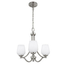 Elegant 3 Bulb Satin Nickel Chandelier Pendant Light With Led E27 60W Bulbs