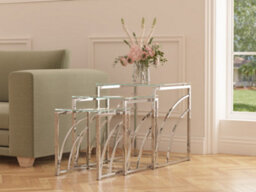 Mira Contemporary Glass Nest Of Tables Clear - thumbnail 3