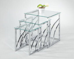 Mira Contemporary Glass Nest Of Tables Clear - thumbnail 2