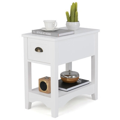 Costway Side End Table Rectangular Nightstand Compact Table With 1 Drawer