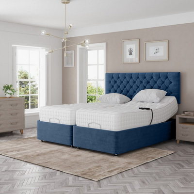 Madison Electric Adjustable Bed Set Fabric Pocket Sprung Mattress Chesterfield Headboard - image 1