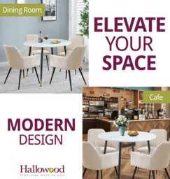 Hallowood Furniture Finley Small Round Dining Table In White Marble Finish With 4 Beige Fabric Armed Chairs - thumbnail 6