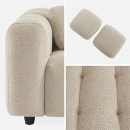 Sweeek - 3-Seater Sofa Upholstered In Textured Boucle Fabric Leon Beige 99X229X71 Cm - thumbnail 6