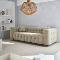 Sweeek - 3-Seater Sofa Upholstered In Textured Boucle Fabric Leon Beige 99X229X71 Cm - thumbnail 2