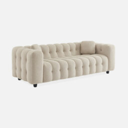 Sweeek - 3-Seater Sofa Upholstered In Textured Boucle Fabric Leon Beige 99X229X71 Cm - thumbnail 3