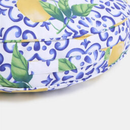 OHS Large Outdoor Cushion Round Decor Garden Filled, Blue Tiles - thumbnail 3