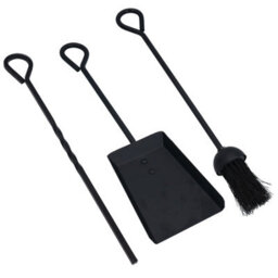 "AB Tools 18"" Loop Brush, Shovel & Poker Fire Coal Wood Log Burner Steel Metal 450mm"