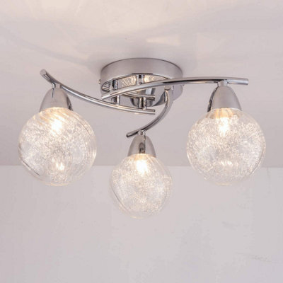 Harper Living Bolla 3Xg9 Energy Saving Led Semi Flush Ceiling Light, Straight Arms, Polished Chrome Finish, Warm White (3000K) Bulbs Included