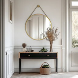 Artloge 80Cm Large Hanging Circle Mirror Wall Decor Aluminum Frame Round Mirrors Bathroom Bedroom, Gold - thumbnail 9