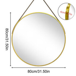 Artloge 80Cm Large Hanging Circle Mirror Wall Decor Aluminum Frame Round Mirrors Bathroom Bedroom, Gold - thumbnail 2