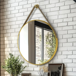 Artloge 80Cm Large Hanging Circle Mirror Wall Decor Aluminum Frame Round Mirrors Bathroom Bedroom, Gold - thumbnail 6