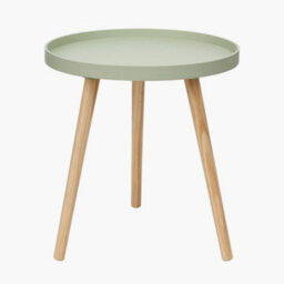 Pacific Lifestyle Small Round Sage Green Side Table With Wooden Tripod Legs For Small Corners