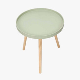 Pacific Lifestyle Small Round Sage Green Side Table With Wooden Tripod Legs For Small Corners - thumbnail 4