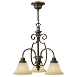 Antique Bronze 3 Bulb Chandelier Pendant Light With Led E27 Socket