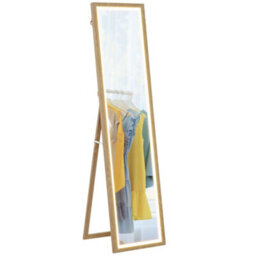 Homcom Dimming Full Length Mirror W/ Lights Standing Leaning Wall Mount Oak - thumbnail 2