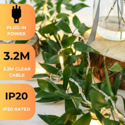 3M Warm White Led Fairy String Lights Mains Plug In Clear Cable Indoor Bedroom - thumbnail 5