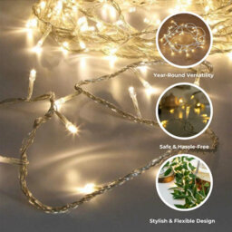 3M Warm White Led Fairy String Lights Mains Plug In Clear Cable Indoor Bedroom - thumbnail 2