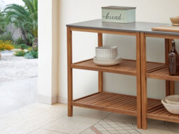 Beliani Big Kitchen Island Brucoli Acacia Wood Brown - thumbnail 2