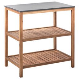 Beliani Big Kitchen Island Brucoli Acacia Wood Brown - thumbnail 1