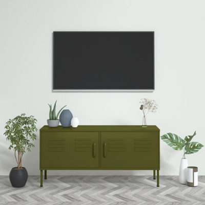 Berkfield Tv Cabinet Olive Green 105X35X50 Cm Steel - image 1
